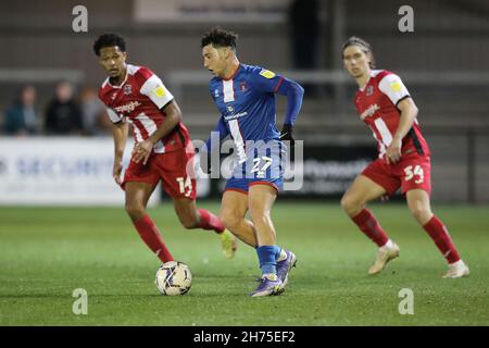 Exeter, UK. 20th Nov, 2021. Jordan Gibson of Carlisle United during the Sky Bet League 2 match between Exeter City and Carlisle United at St James' Park, Exeter, England on 20 November 2021. Photo by Dave Peters/PRiME Media Images. Credit: PRiME Media Images/Alamy Live News Stock Photo