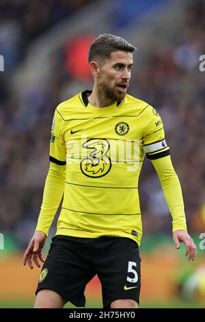 LEICESTER, ENGLAND - NOVEMBER 20: Jorginho of Chelsea during the Premier League match between Leicester City and Chelsea at The King Power Stadium on November 20, 2021 in Leicester, England. (Photo by James Holyoak/MB Media) Stock Photo