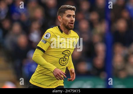 Leicester, UK. 20th Nov, 2021. Jorginho #5 of Chelsea during the game in Leicester, United Kingdom on 11/20/2021. (Photo by Mark Cosgrove/News Images/Sipa USA) Credit: Sipa USA/Alamy Live News Stock Photo