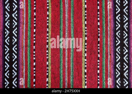 Closeup of Pattern and Texture of Thai Northern Region's Colorful Textile Stock Photo