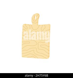 Wooden cutting board isolated on white background. Cartoon style vector illustration Stock Vector