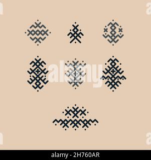 Vector image of traditional Berber tattoos. Sahara desert nomad ornament Stock Vector