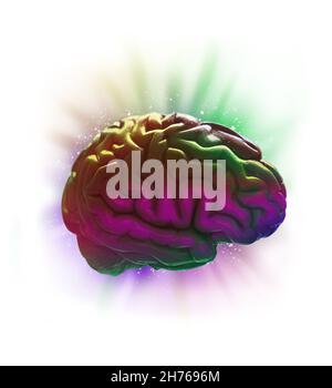 neurodivergent brain, think outside the box, rainbow color art Stock Photo