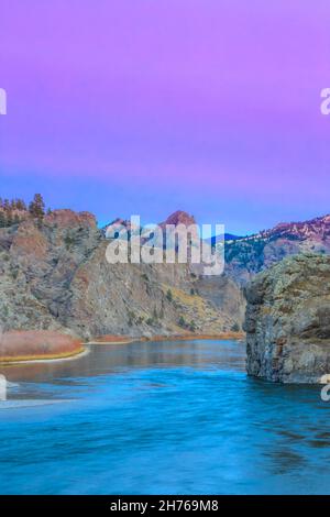 sunset over the missouri river near dearborn, montana Stock Photo