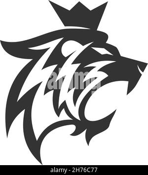 Lion head with crown Roar Illustration template icon Stock Vector