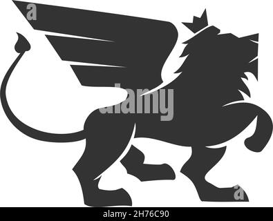 Winged lion crown Illustration template Brand Stock Vector