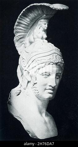 This statue shows the god of war Mars (Ares to the Greeks). In ancient Roman religion and myth, Mars also an agricultural guardian, a combination characteristic of early Rome. He was the son of Jupiter and Juno (Zeus and Hera to the Greeks) , and he was the most prominent of the military gods in the religion of the Roman army. The statue is housed in the Glyptothek in Munich. The Glyptothek is a museum in Munich, Germany, which was commissioned by the Bavarian King Ludwig I to house his collection of Greek and Roman sculptures. Stock Photo