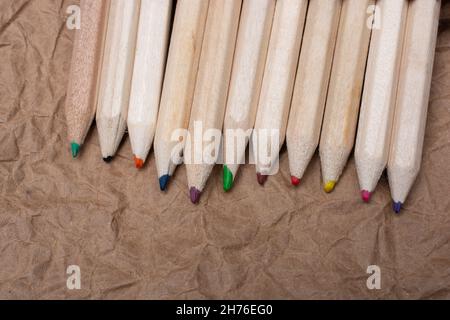 Colored pencilso paper  background Stock Photo