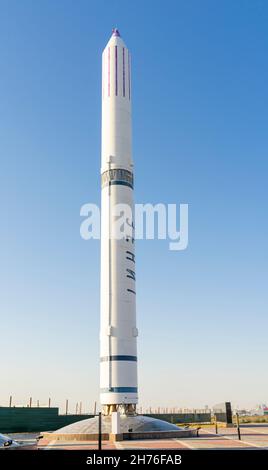 Life-size model of the rocket missile Zenith, National Space Center , Astana, Nur-Sultan, Kazakhstan, Central Asia Stock Photo