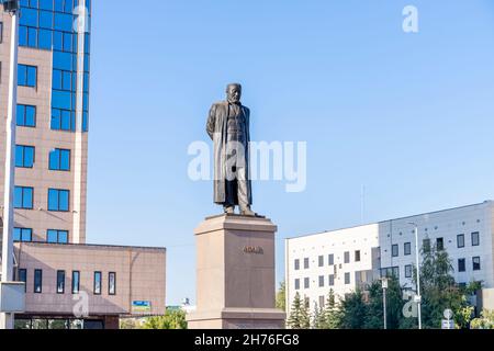 14-meter tall monument to Abay Qunanbaiuly, Beibitshylyk str 1, Astana, Nur-Sultan, Kazakhstan Stock Photo
