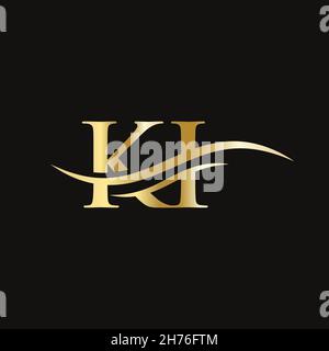 Creative KI letter with luxury concept. Modern KI Logo Design for business and company identity. Stock Vector