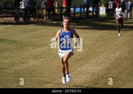 Conner Mantz of BYU wins the men's race in 28:33.1 during the NCAA cross country championships at Apalachee Regional Park, Saturday, Nov. 20, 2021, in Stock Photo