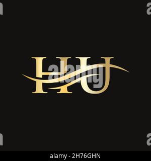 HU Letter Linked Logo for business and company identity. Initial Letter HU Logo Vector Template. Stock Vector