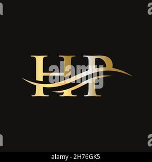 HP H P Letter Logo Design with Swoosh and Black Lines. Modern Creative ...