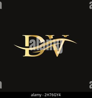 Modern DV Logo Design for business and company identity. Creative DV letter with luxury concept. Stock Vector
