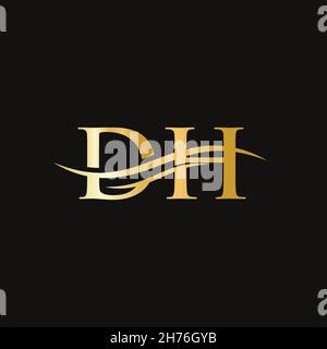 DH Letter Linked Logo for business and company identity. Initial Letter DH Logo Vector Template. Stock Vector