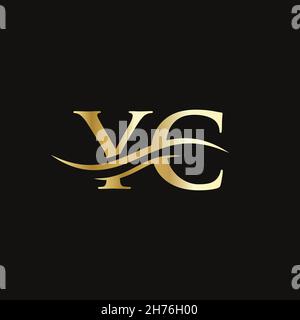 YC logo Design. Premium Letter YC Logo Design with water wave concept. Stock Vector