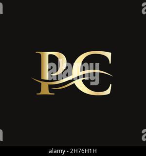 Creative PC letter with luxury concept. Modern PC Logo Design for business and company identity. Stock Vector