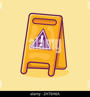 wet floor warning sign isolated cartoon vector illustration Stock Vector