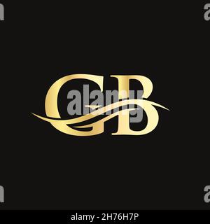 GB G B Swoosh Letter Logo Design with Modern Yellow Swoosh Curved Lines ...
