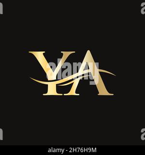Water Wave YA Logo Vector. Swoosh Letter YA Logo Design for business and company identity. Stock Vector