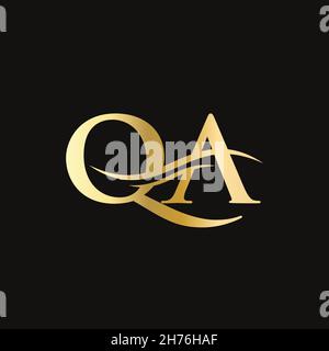 QA Logo design vector. Swoosh letter QA logo design Stock Vector