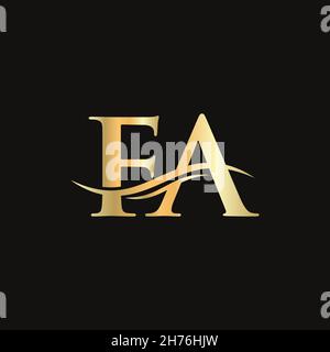 Swoosh Letter FA Logo Design for business and company identity. Water Wave FA Logo with modern trendy Stock Vector