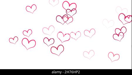Romantic pattern with doodle red hearts. For St. Valentines Day. wedding invitation e-card. 3D rendering able animation . 3D illustration Stock Photo