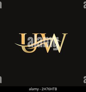 Initial linked letter UW logo design. Modern letter UW logo design vector with modern trendy Stock Vector