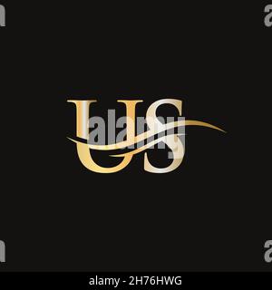 US Letter Linked Logo for business and company identity. Initial Letter US Logo Vector Template. Stock Vector