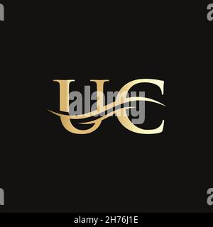 UC logo Design. Premium Letter UC Logo Design with water wave concept. Stock Vector