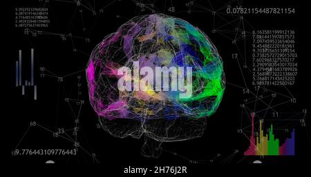 Rotating 360 low polygonal brain 3D model on black background with ...