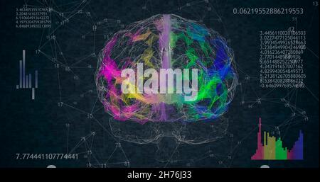 Rotating 360 low polygonal brain 3D model on black background with ...
