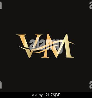 Vm Logo Design Vector Swoosh Letter Vm Logo Design Initial Vm Letter
