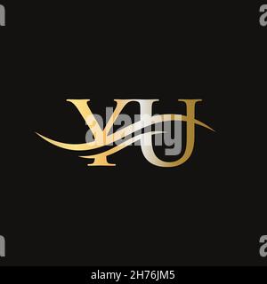 YU logo. Monogram letter YU logo design Vector. VU letter logo design with modern trendy. Stock Vector