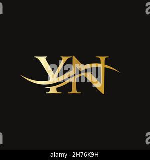 YN Logo design vector. Swoosh letter YN logo design Stock Vector