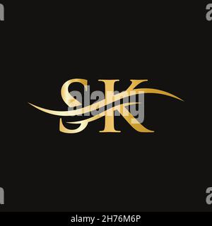 Initial linked letter SK logo design. Modern letter SK logo design vector with modern trendy Stock Vector