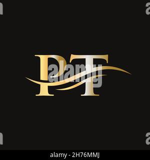 PT Logo design vector. Swoosh letter PT logo design Stock Vector