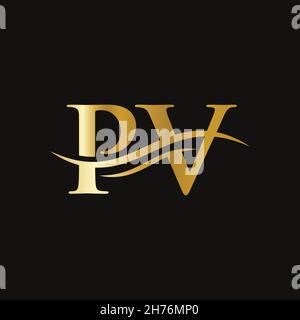 PV logo design. Initial PV letter logo design. Stock Vector