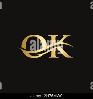 OK Letter Linked Logo for business and company identity. Initial Letter OK Logo Vector Template. Stock Vector