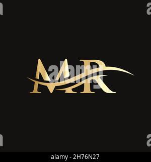 MR logo Design. Premium Letter MR Logo Design with water wave concept. Stock Vector