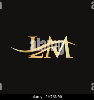 Initial linked letter LM logo design. Modern letter LM logo design vector with modern trendy Stock Vector