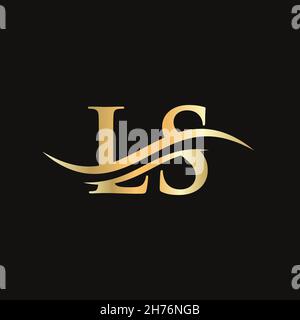 LS logo Design. Premium Letter LS Logo Design with water wave concept. Stock Vector