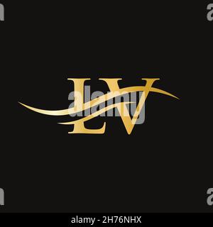 Initial linked letter LV logo design. Modern letter LV logo design