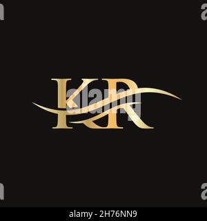 KR logo design. Initial KR letter logo design. Stock Vector