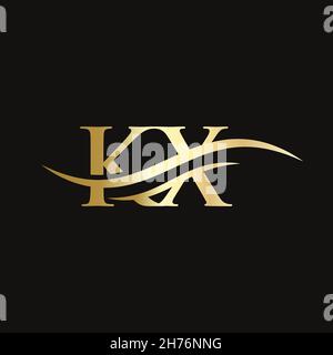 KX Letter Linked Logo for business and company identity. Initial Letter KX Logo Vector Template. Stock Vector