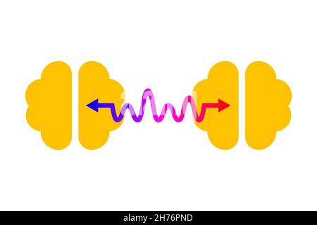 Connection between  two brains. Networking concept. Therapy icon. Brainshtorming logo. Information exchange symbol Stock Vector