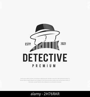 Detective man logo line art detective detective man icon illustration Stock Vector
