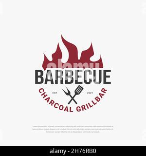 BBQ logo Vintage barbecue emblem. Restaurant labels, emblems, vector logo templates Stock Vector