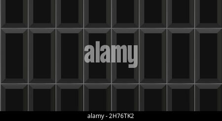 Black vertical subway tile seamless pattern. Wall with brick texture. Vector geometric background design Stock Vector